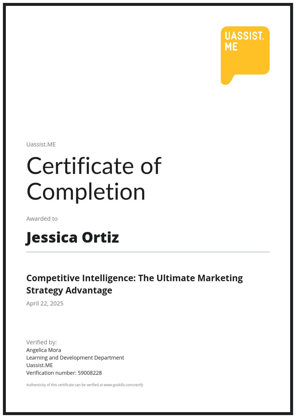 Certificate of Training