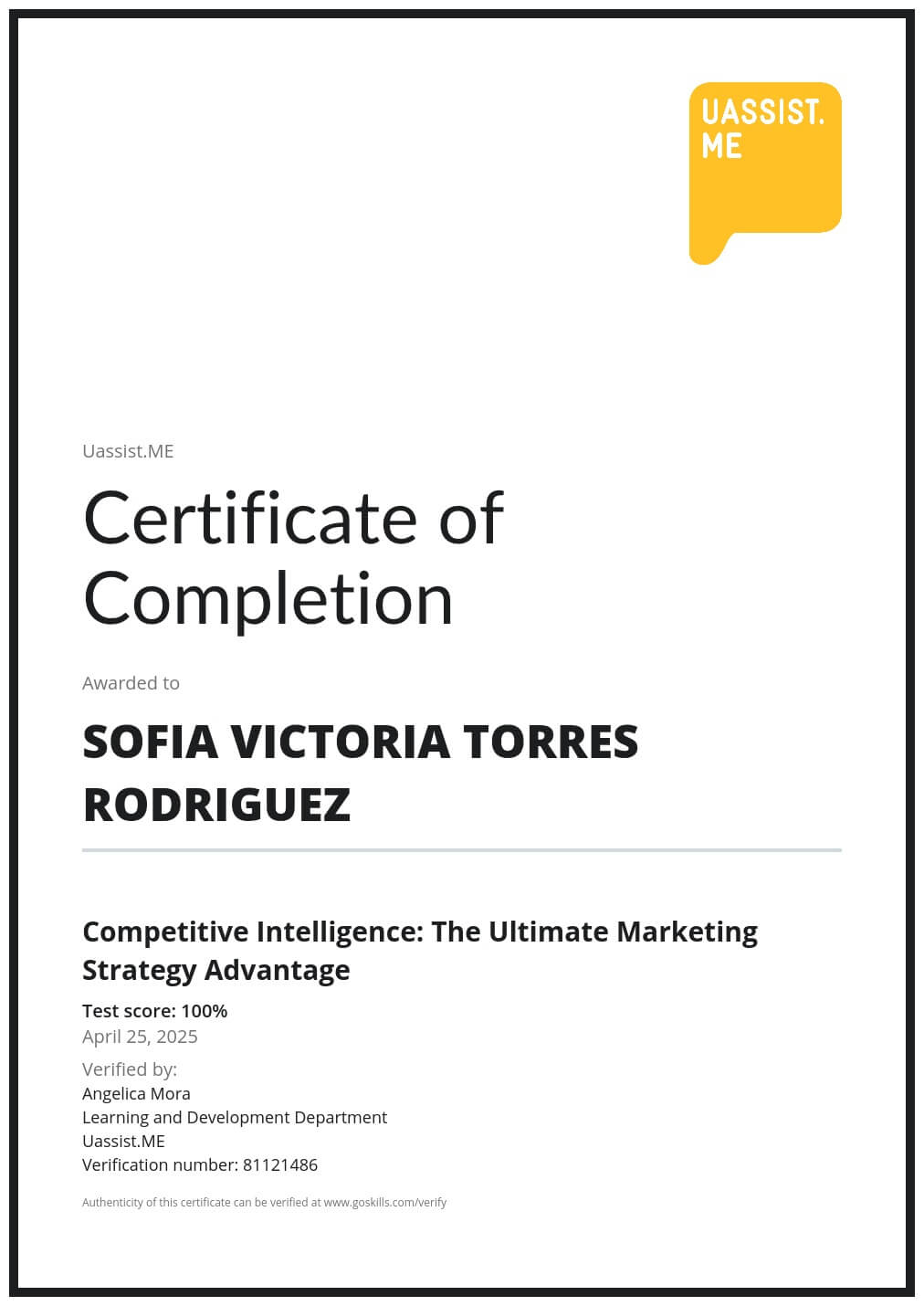 Certificate of Achievement