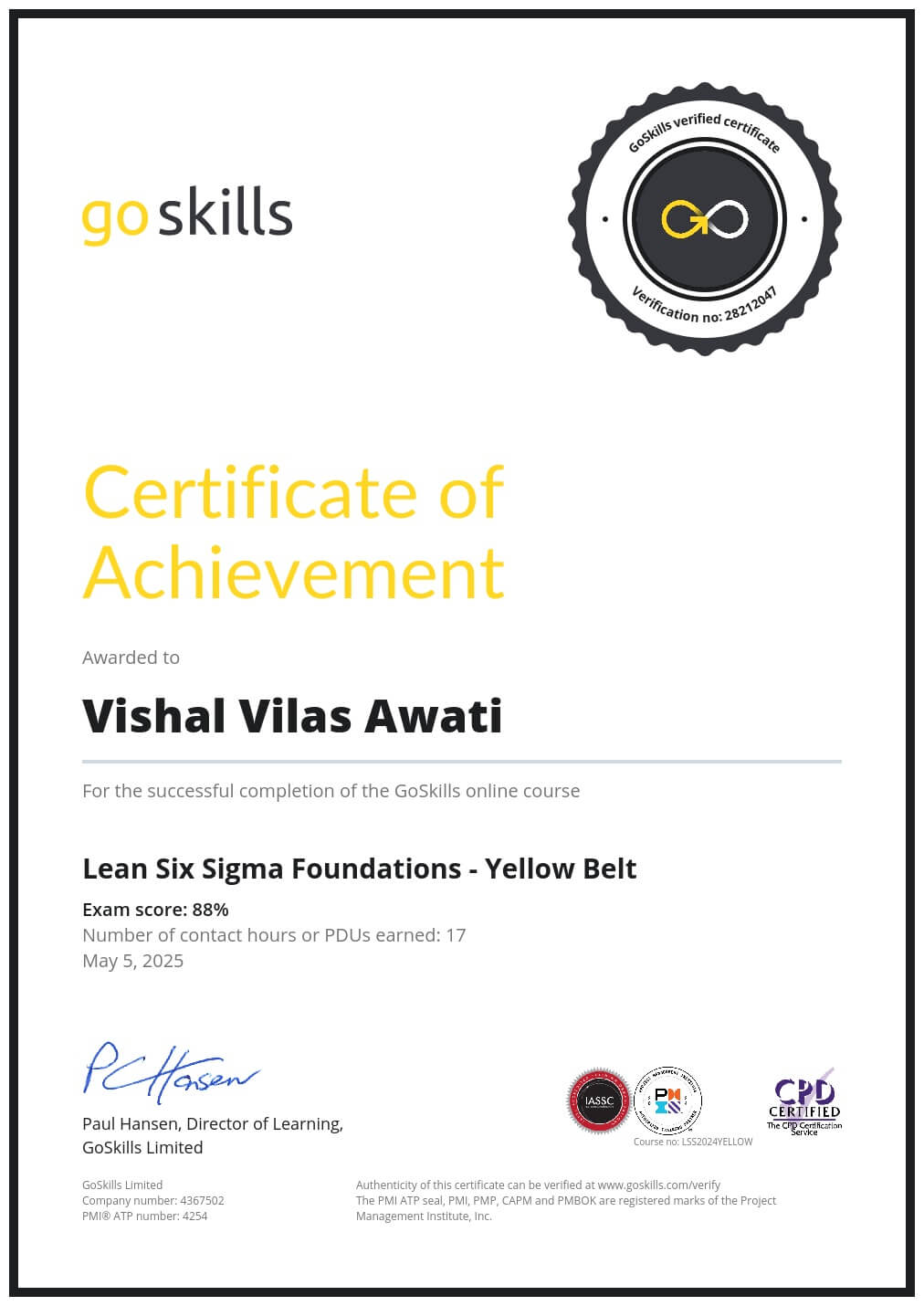 Certificate of Achievement