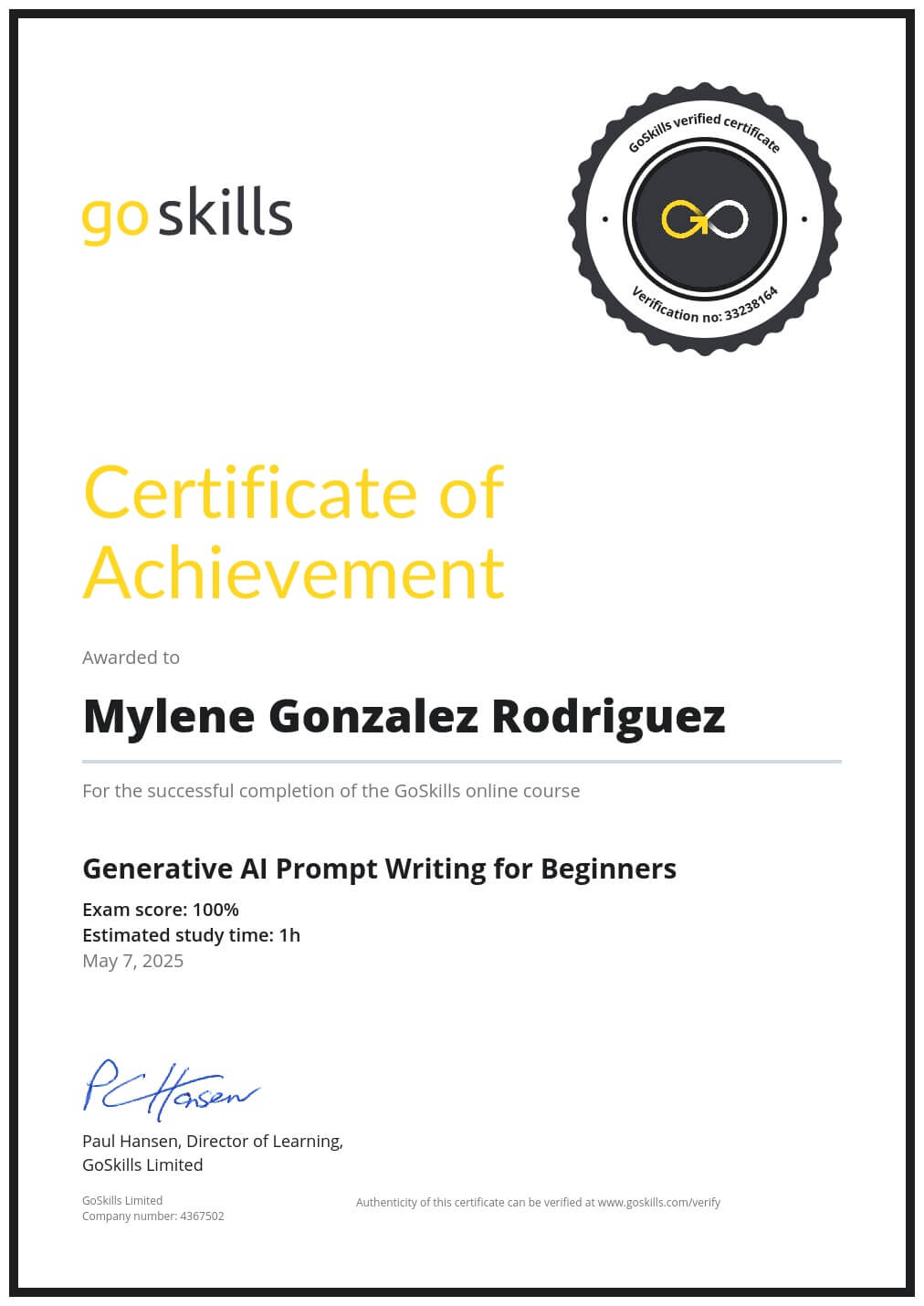 Certificate of Achievement
