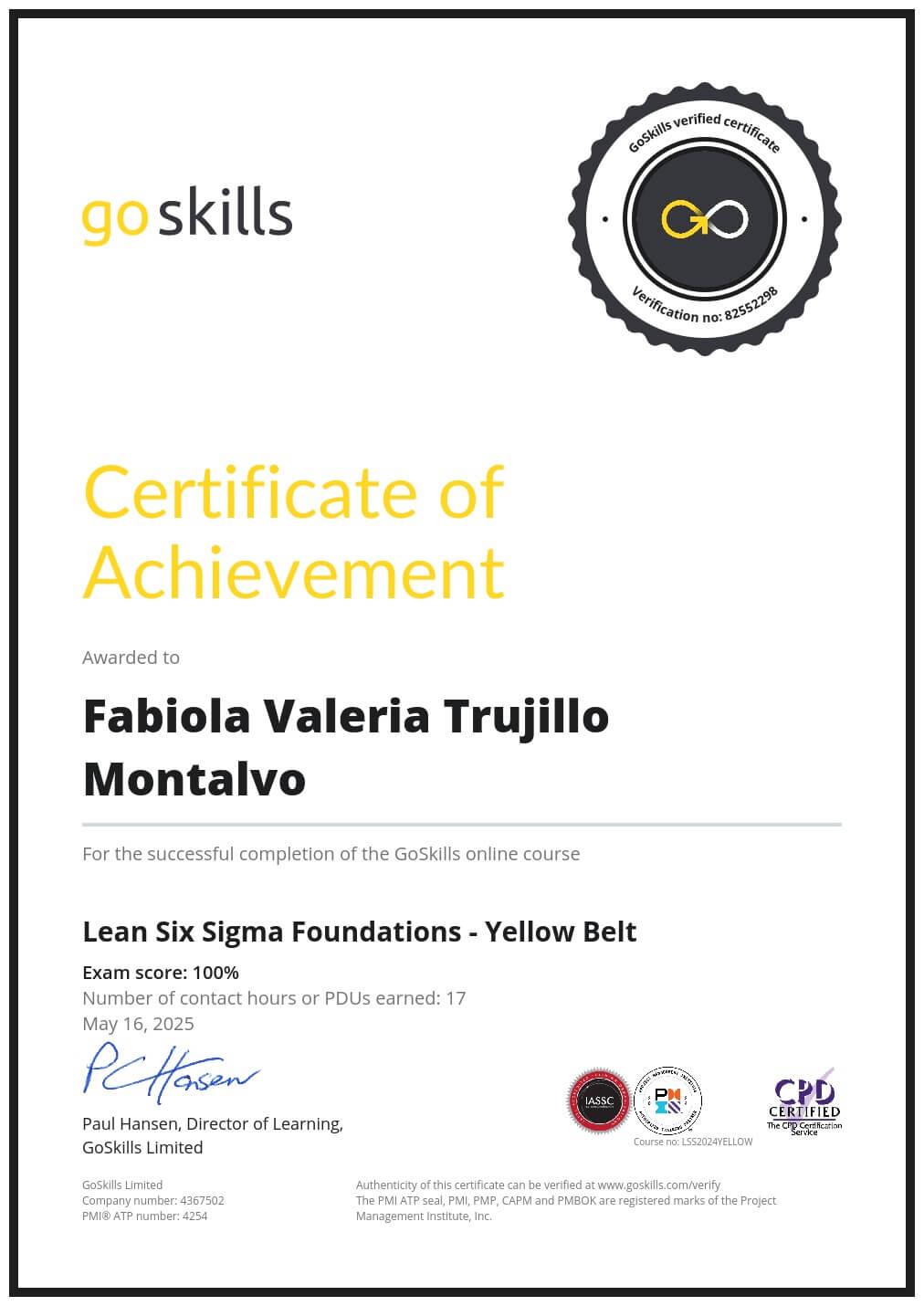 Certificate of Achievement