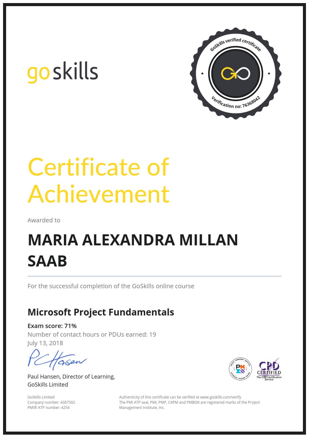 Certificate of Achievement