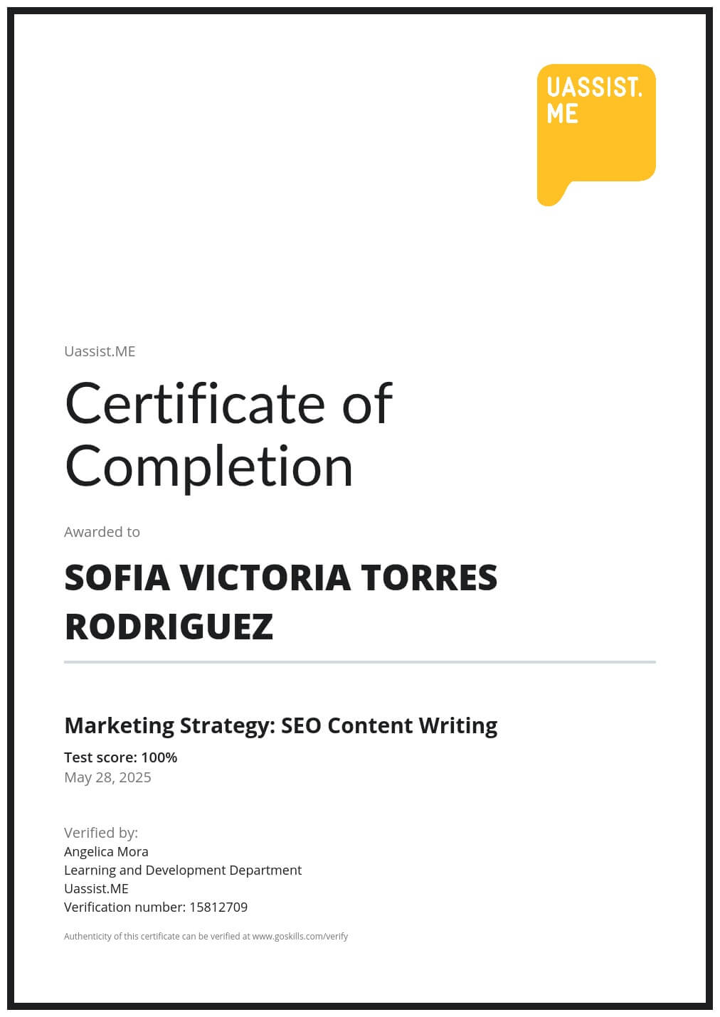 Certificate of Achievement
