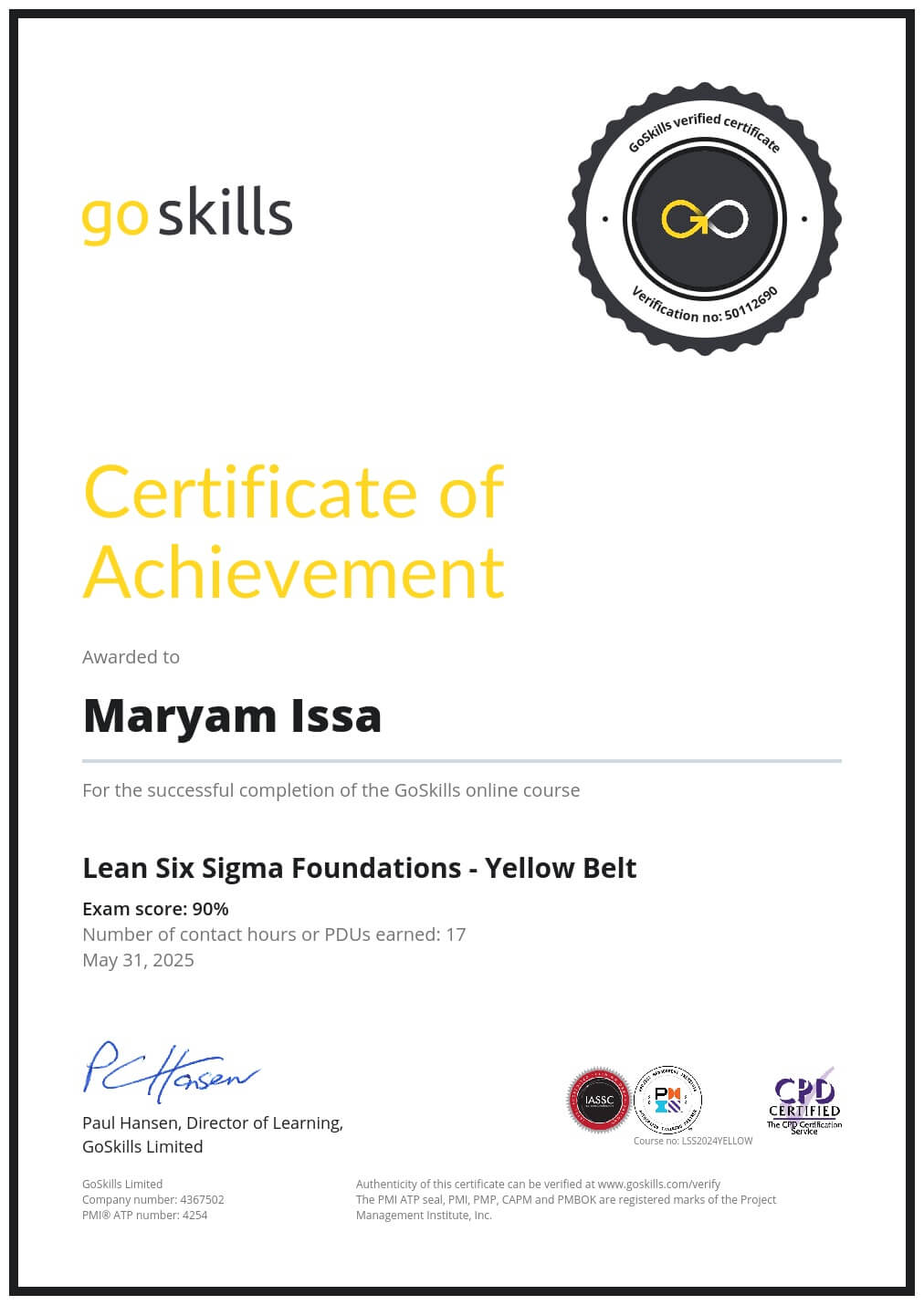 Certificate of Achievement