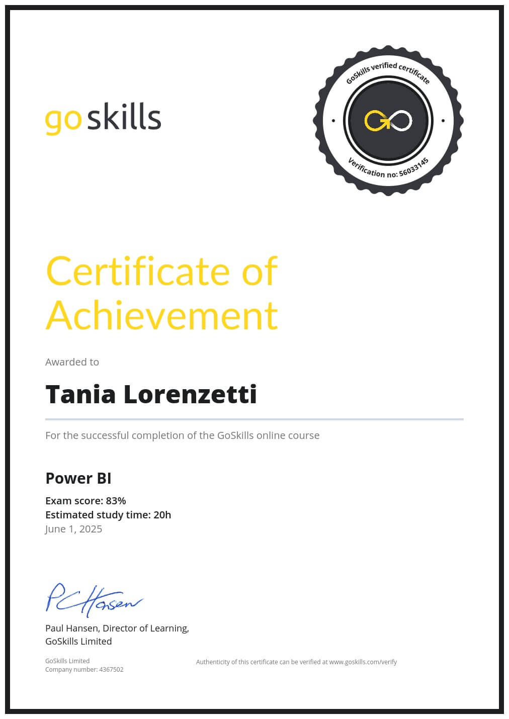 Certificate of Achievement
