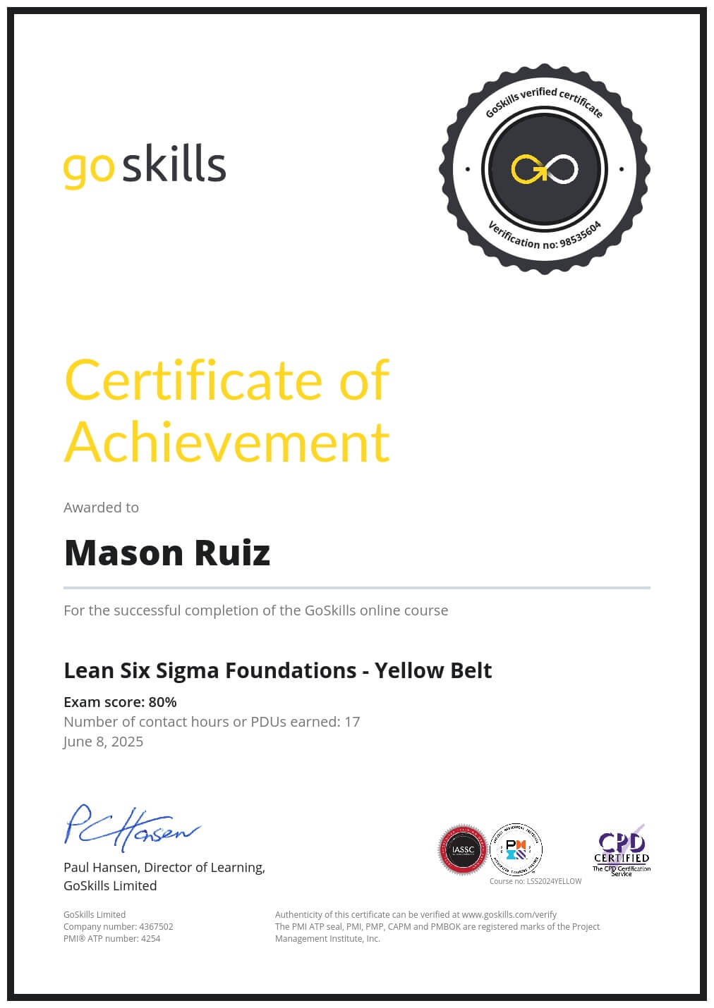 Certificate of Achievement
