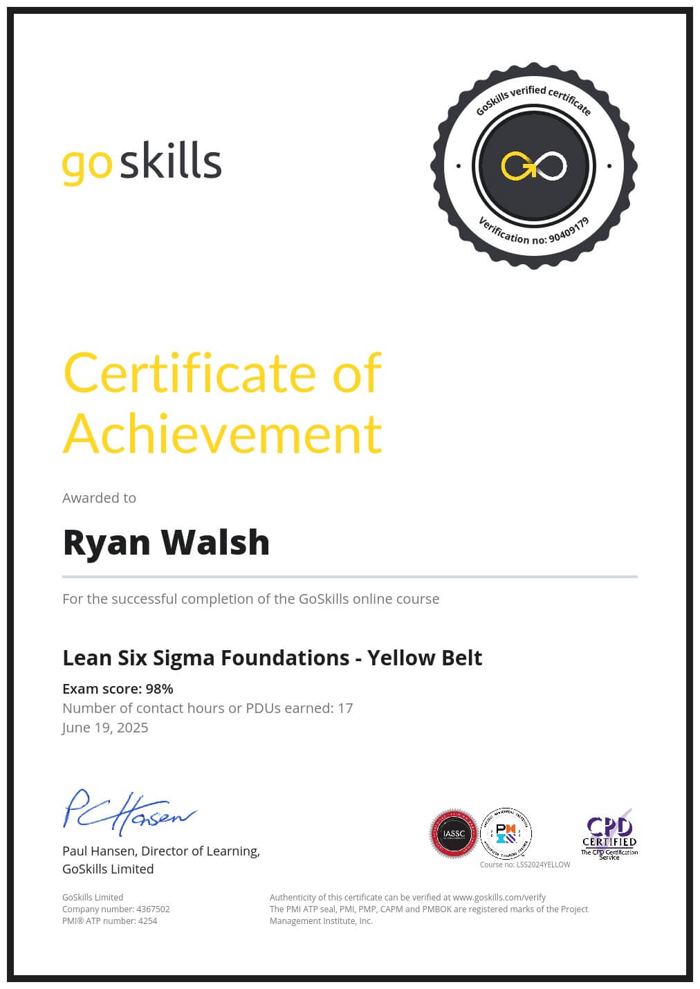 Certificate of Achievement