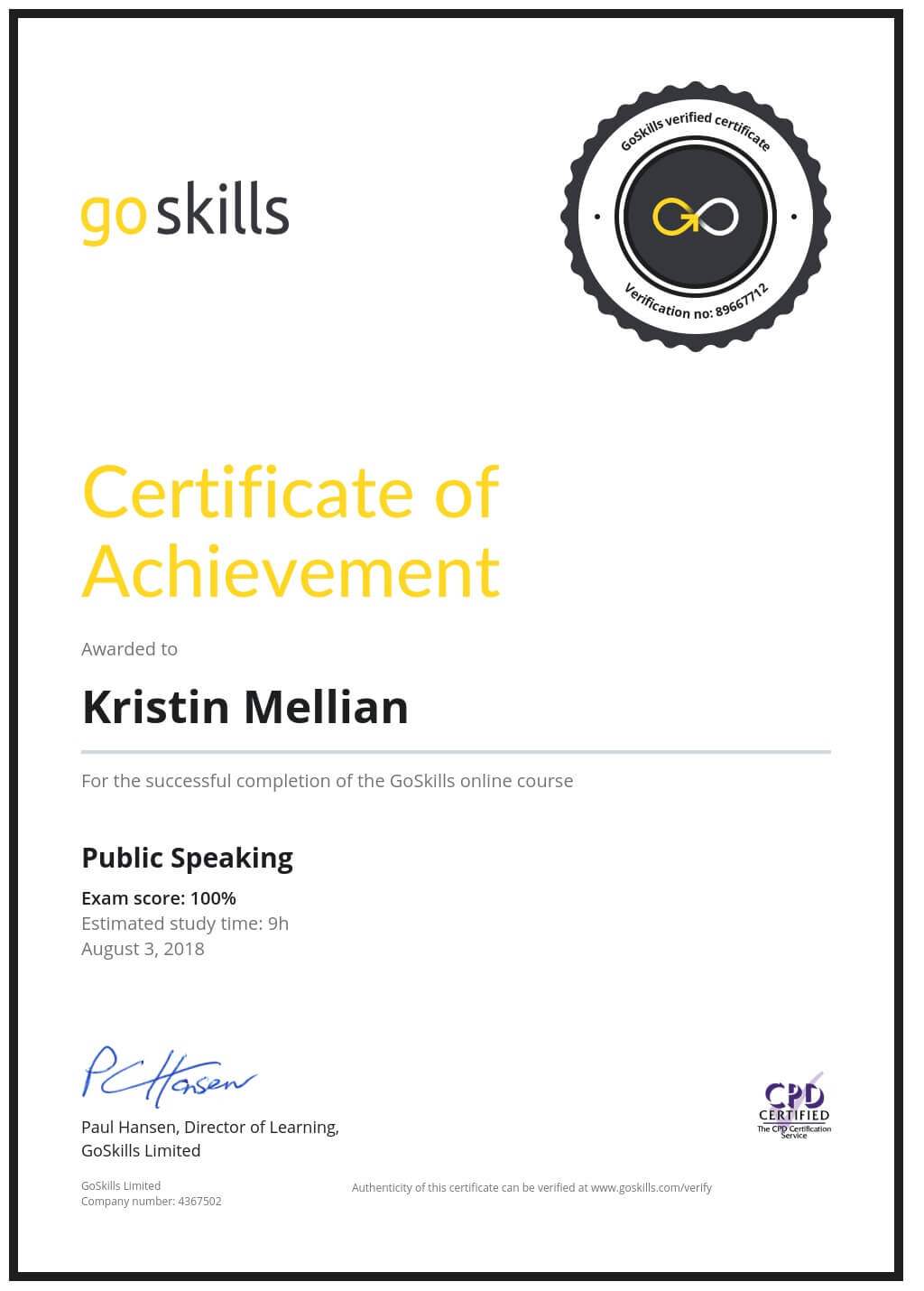 Certificate of Achievement
