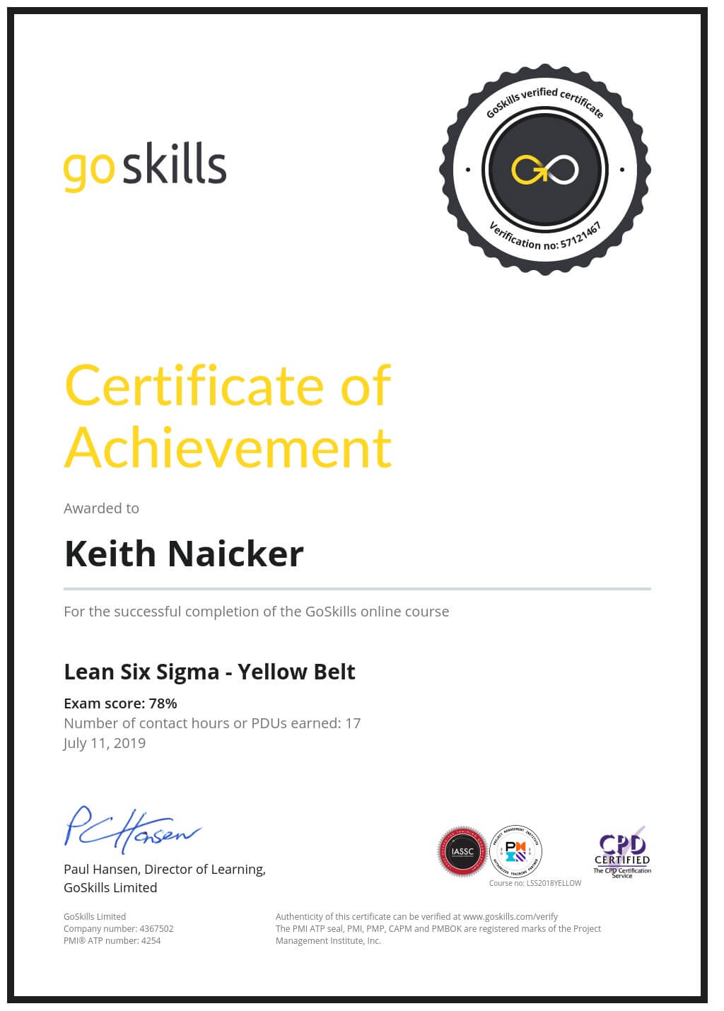 Certificate of Achievement
