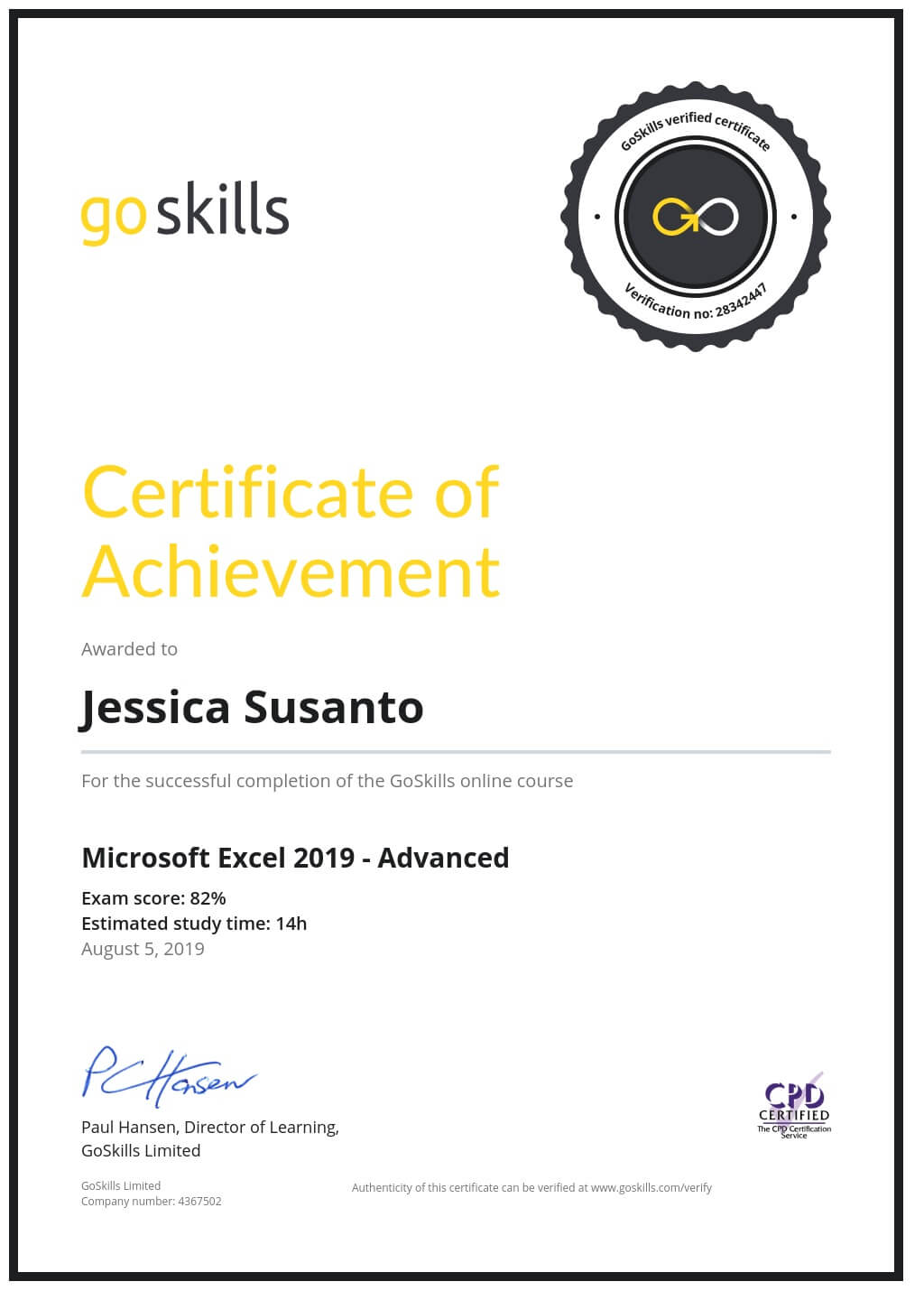 Certificate of Achievement