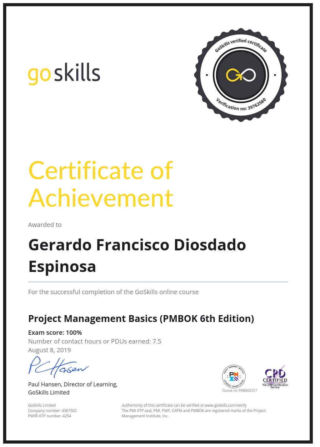 Certificate of Achievement