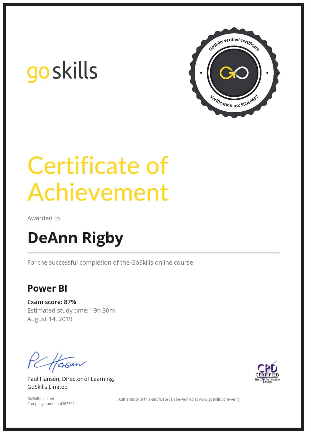 Certificate of Achievement