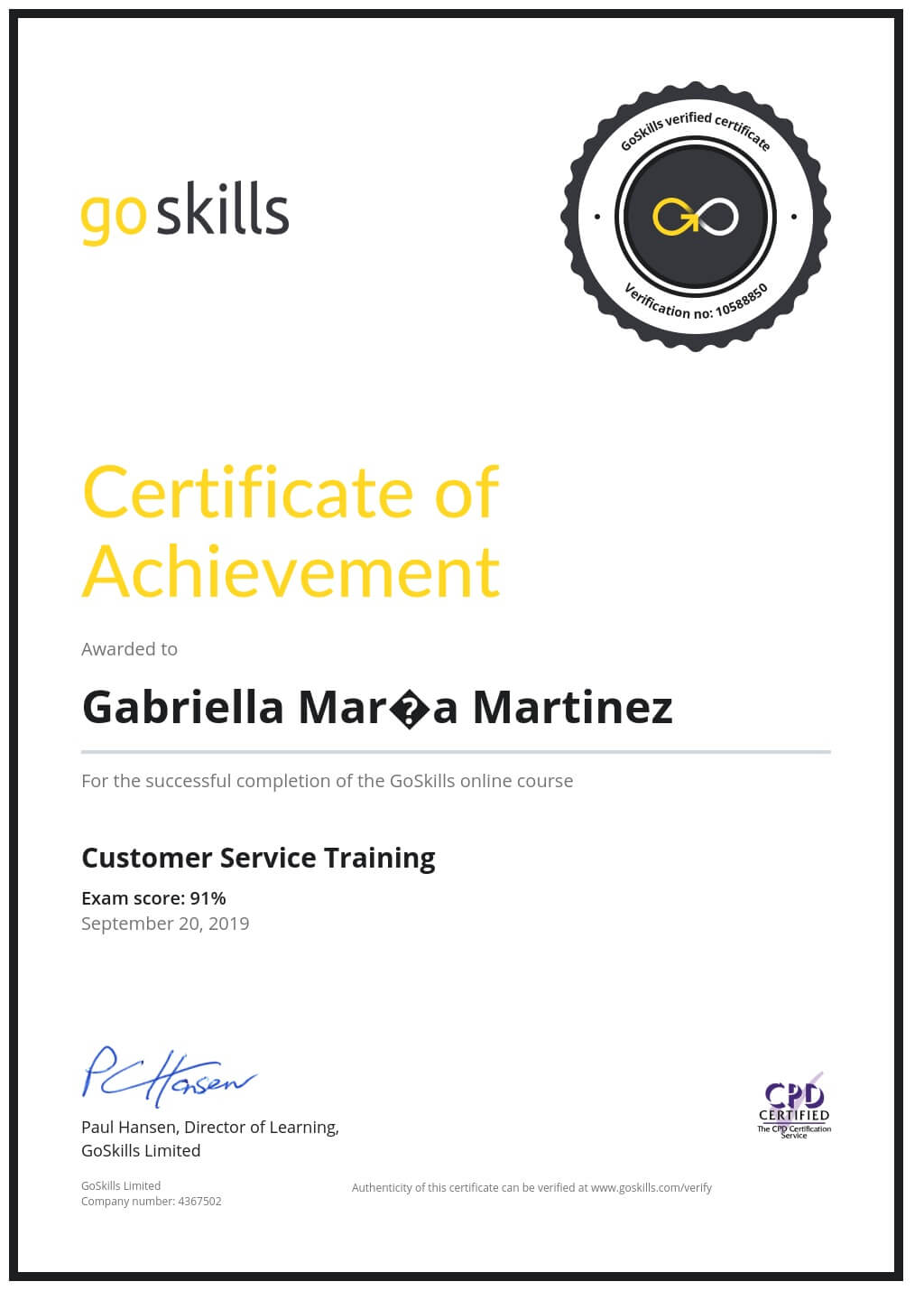 Certificate of Achievement