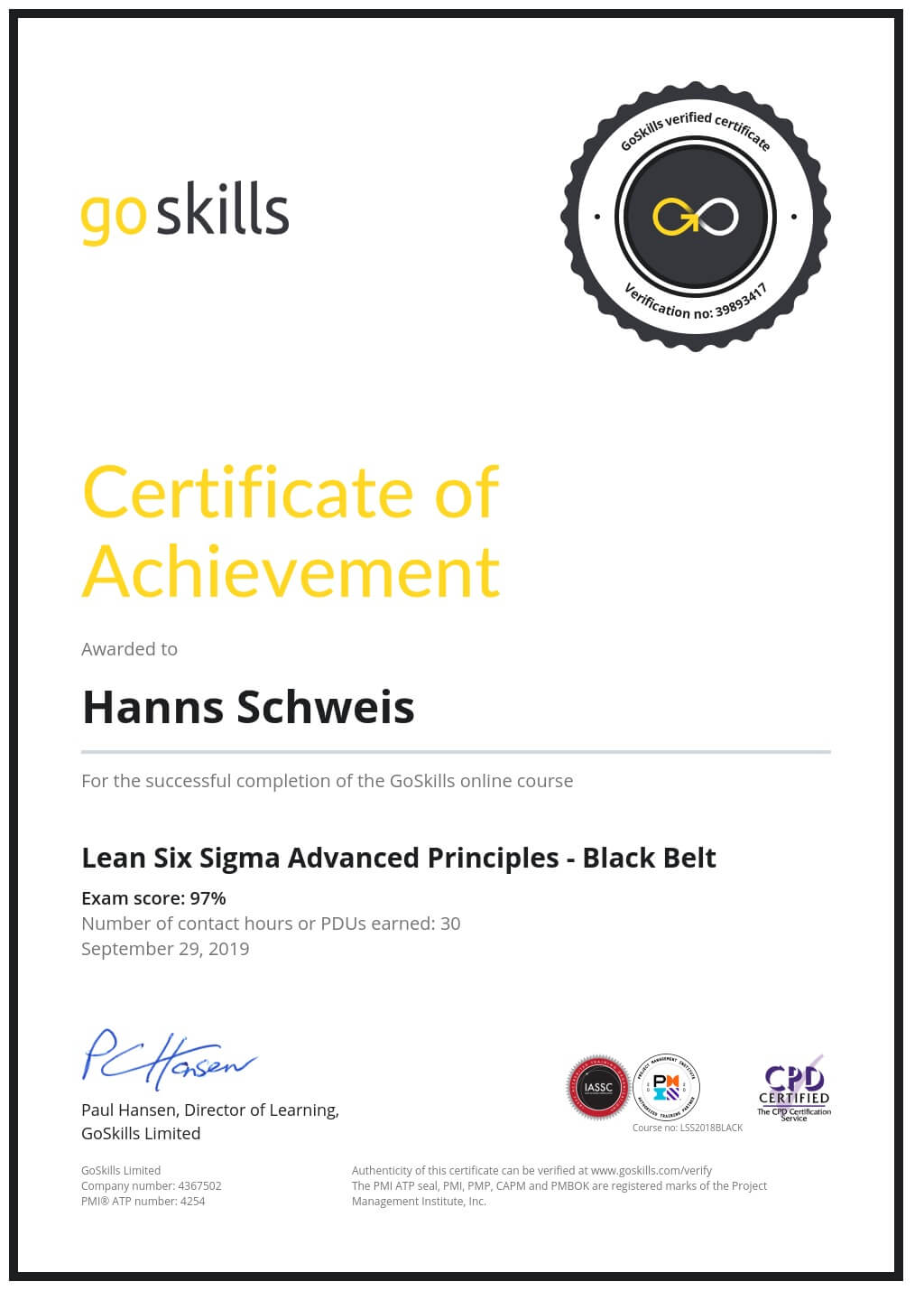 Certificate of Achievement