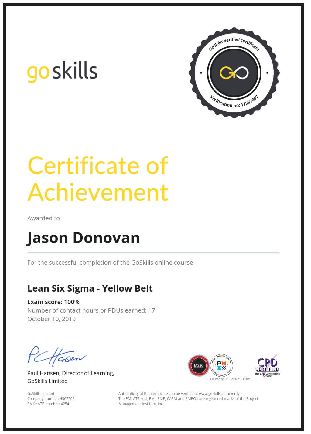 Certificate of Achievement