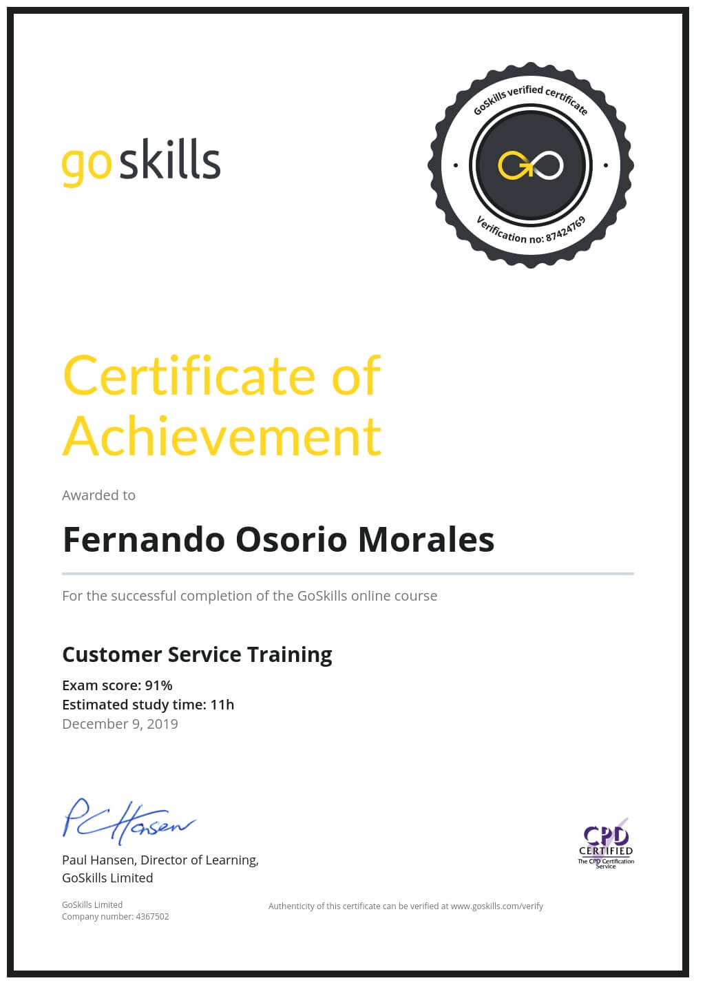 Certificate of Achievement