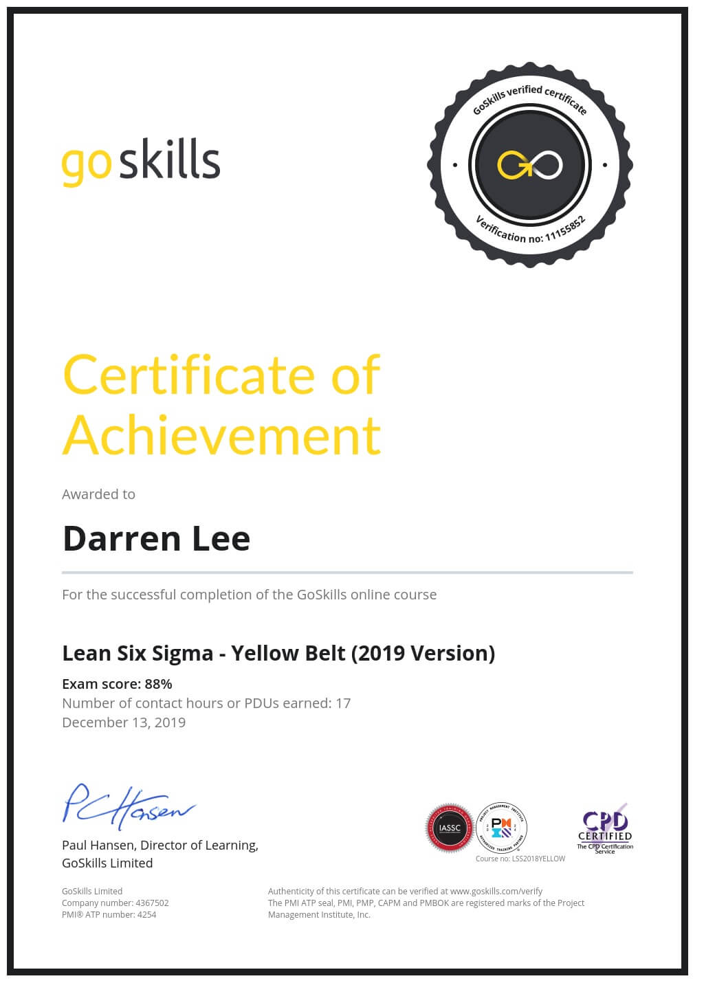 Certificate of Achievement