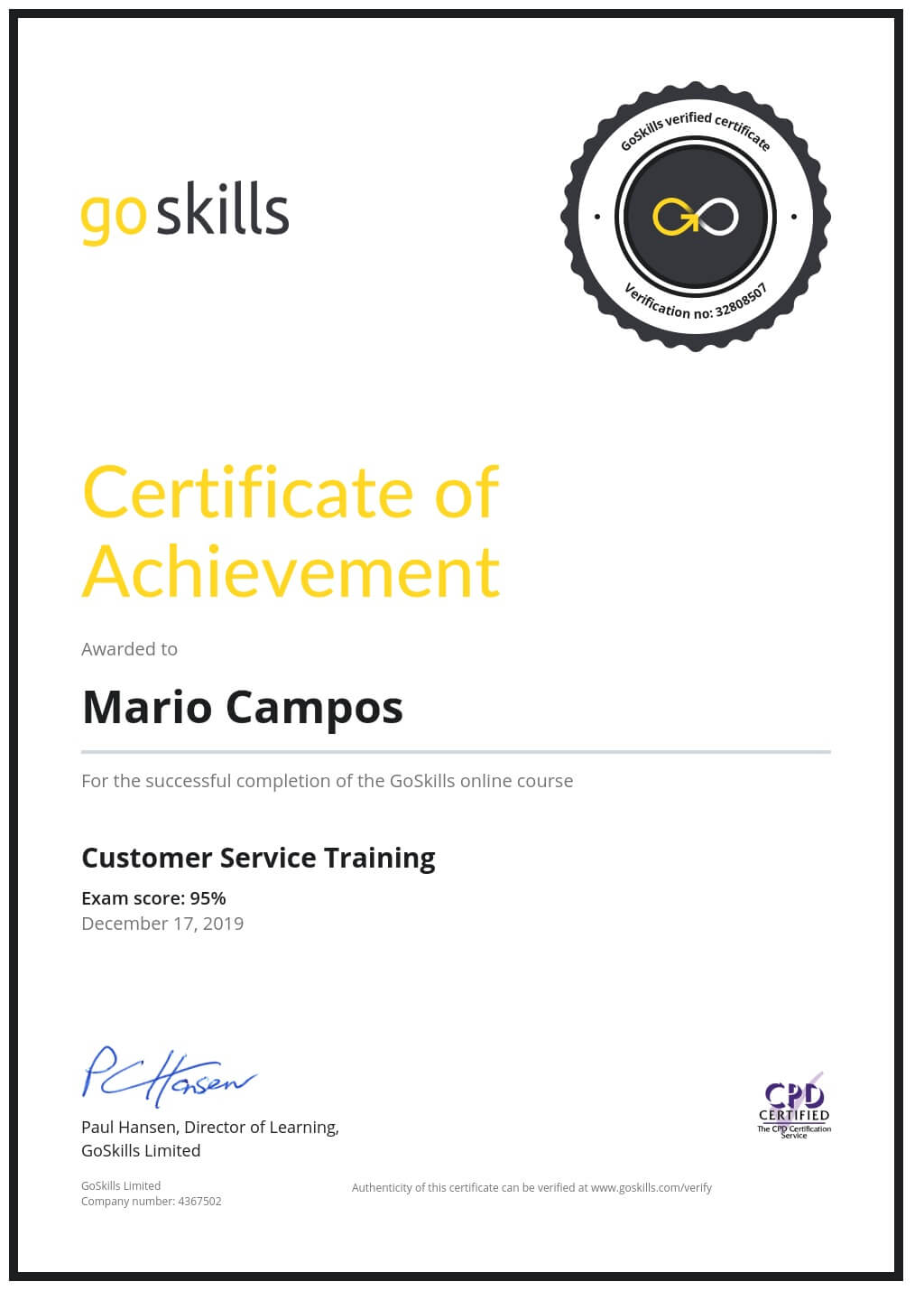 Certificate of Achievement