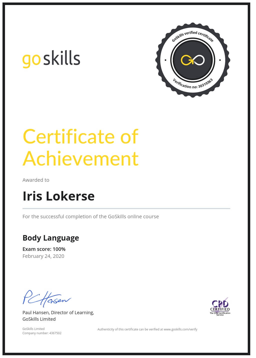 Certificate of Achievement