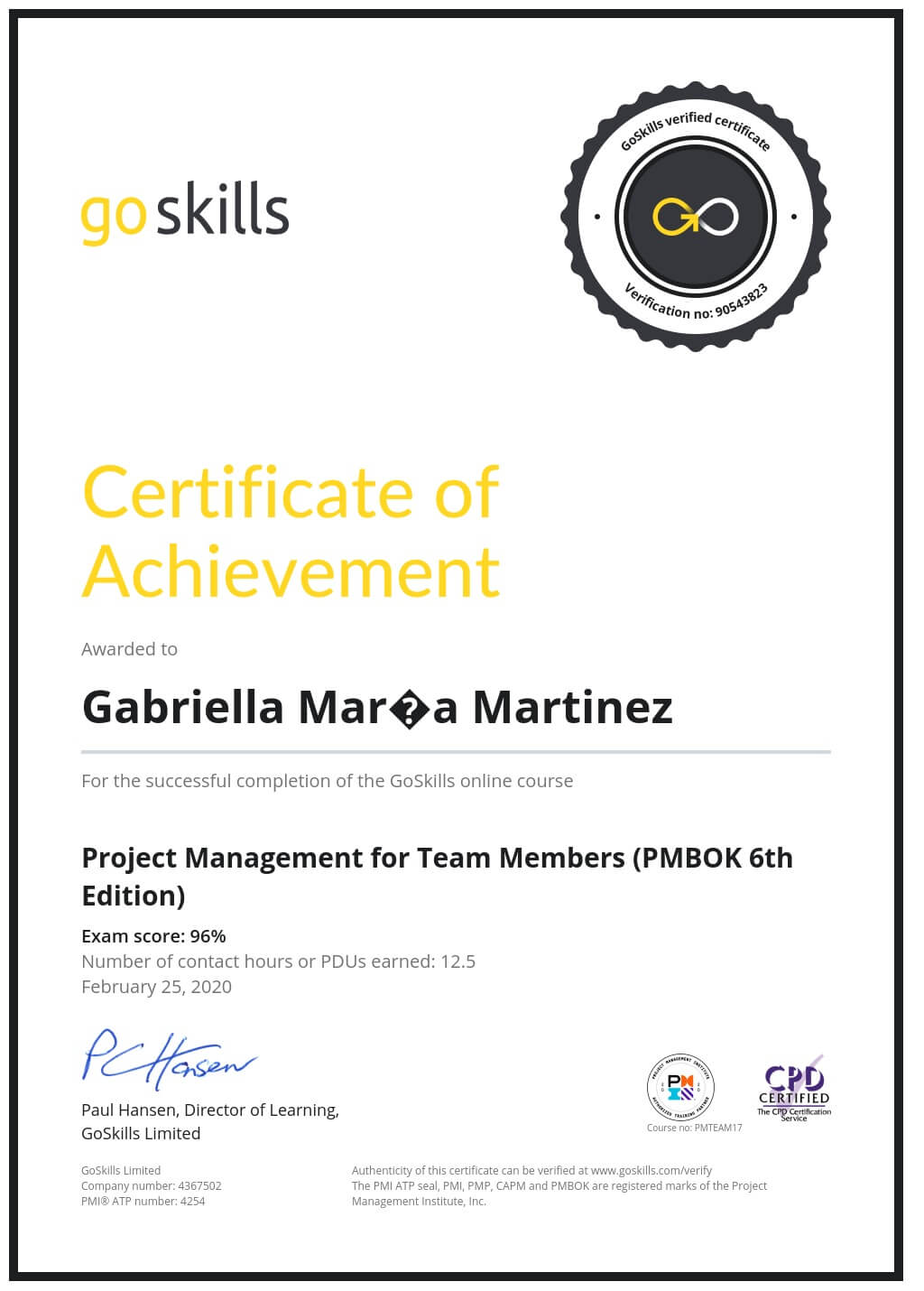 Certificate of Achievement