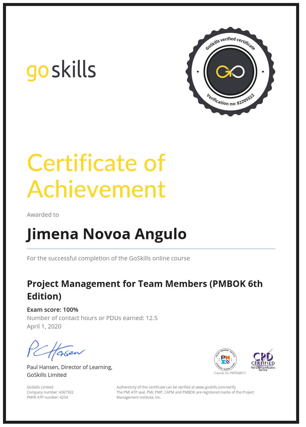 Certificate of Achievement