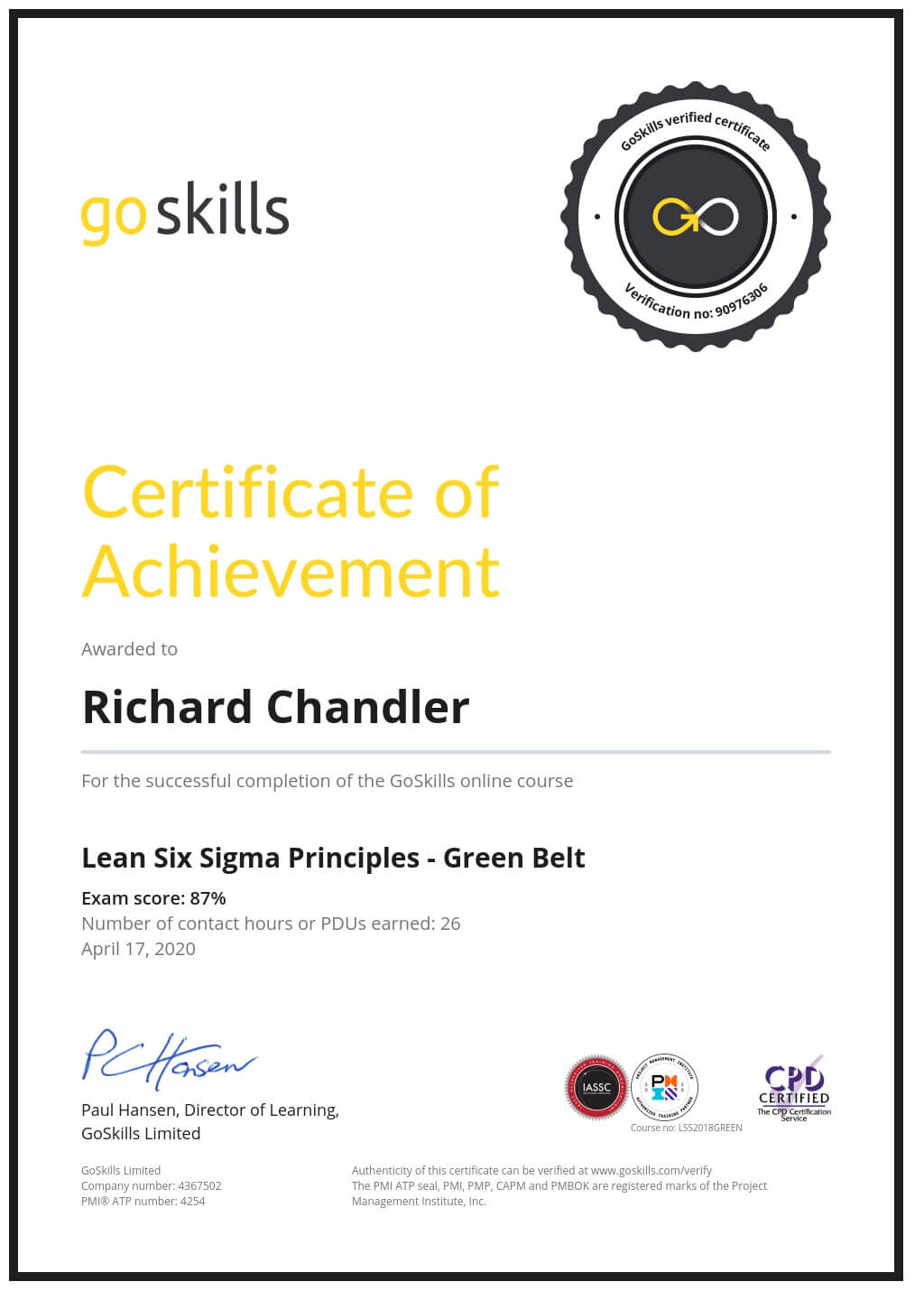 Certificate of Achievement
