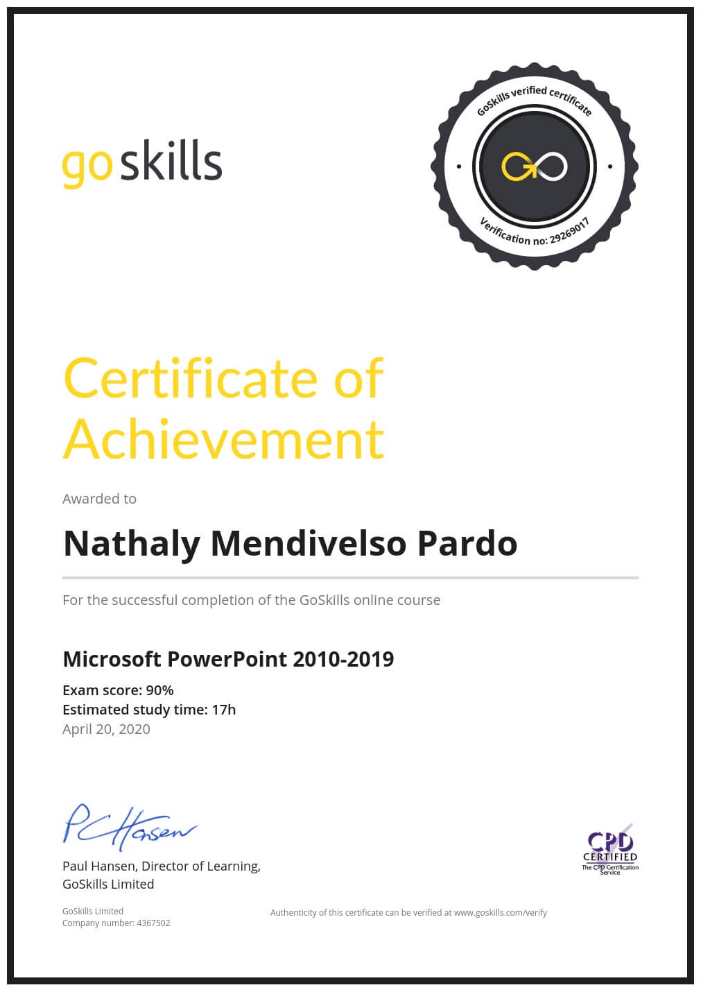 Certificate of Achievement