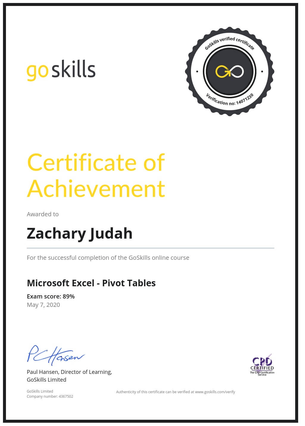 Certificate of Achievement
