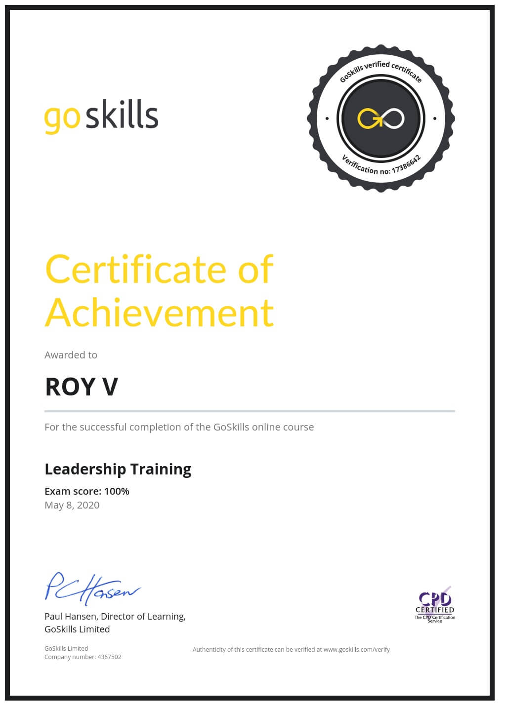 Certificate of Achievement