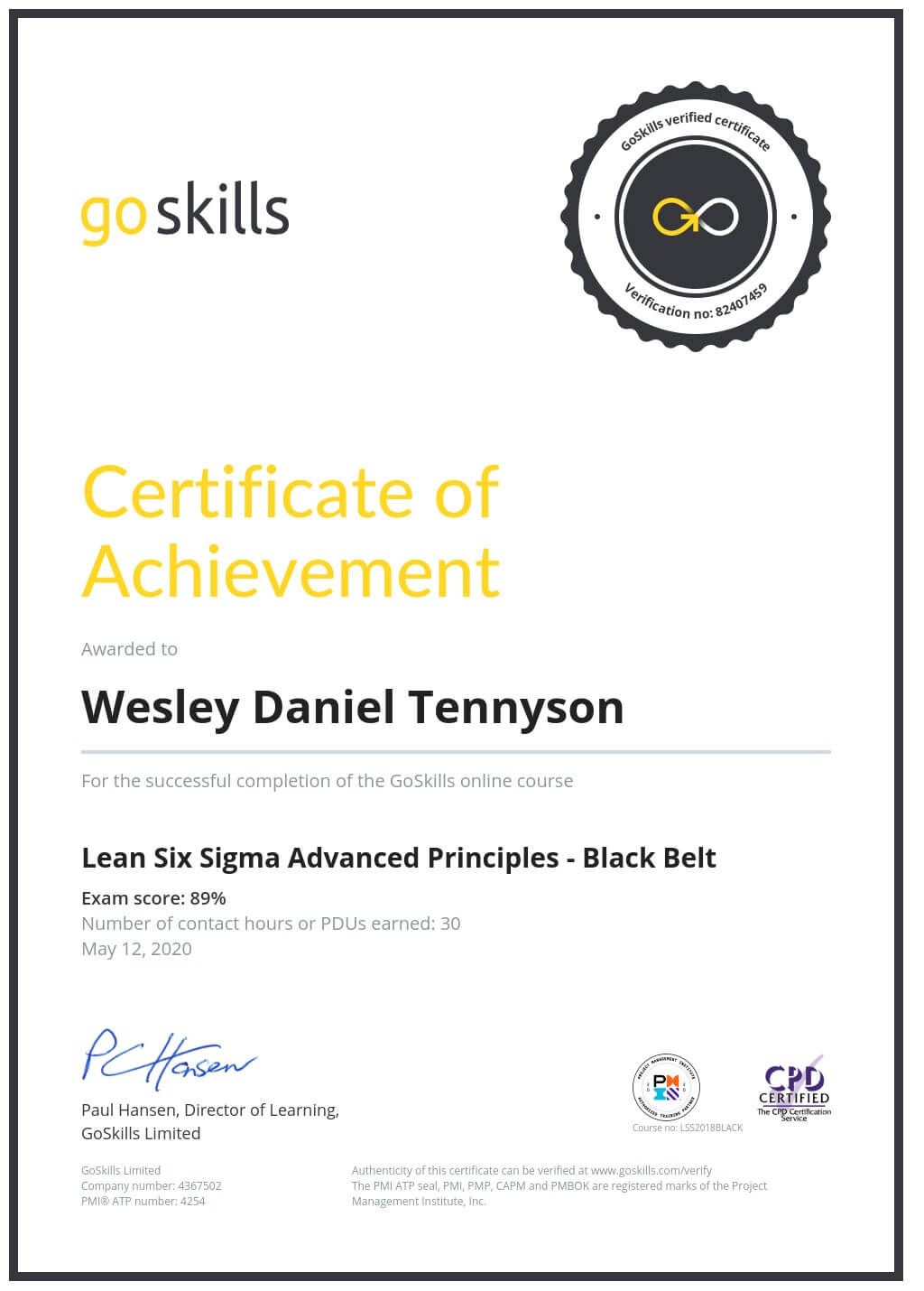 Certificate of Achievement