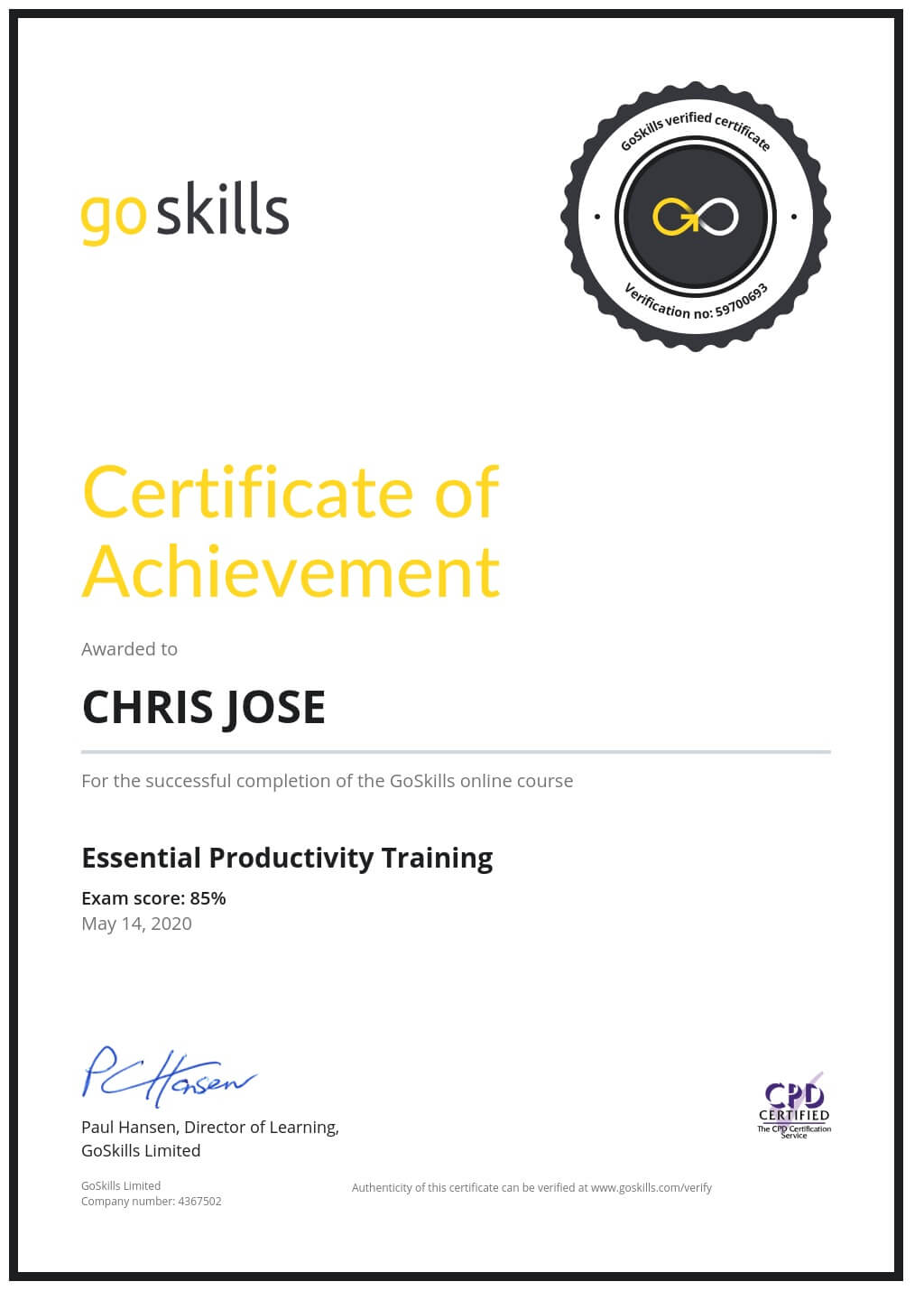 Certificate of Achievement