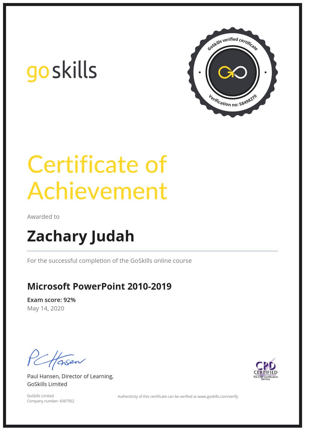 Certificate of Achievement