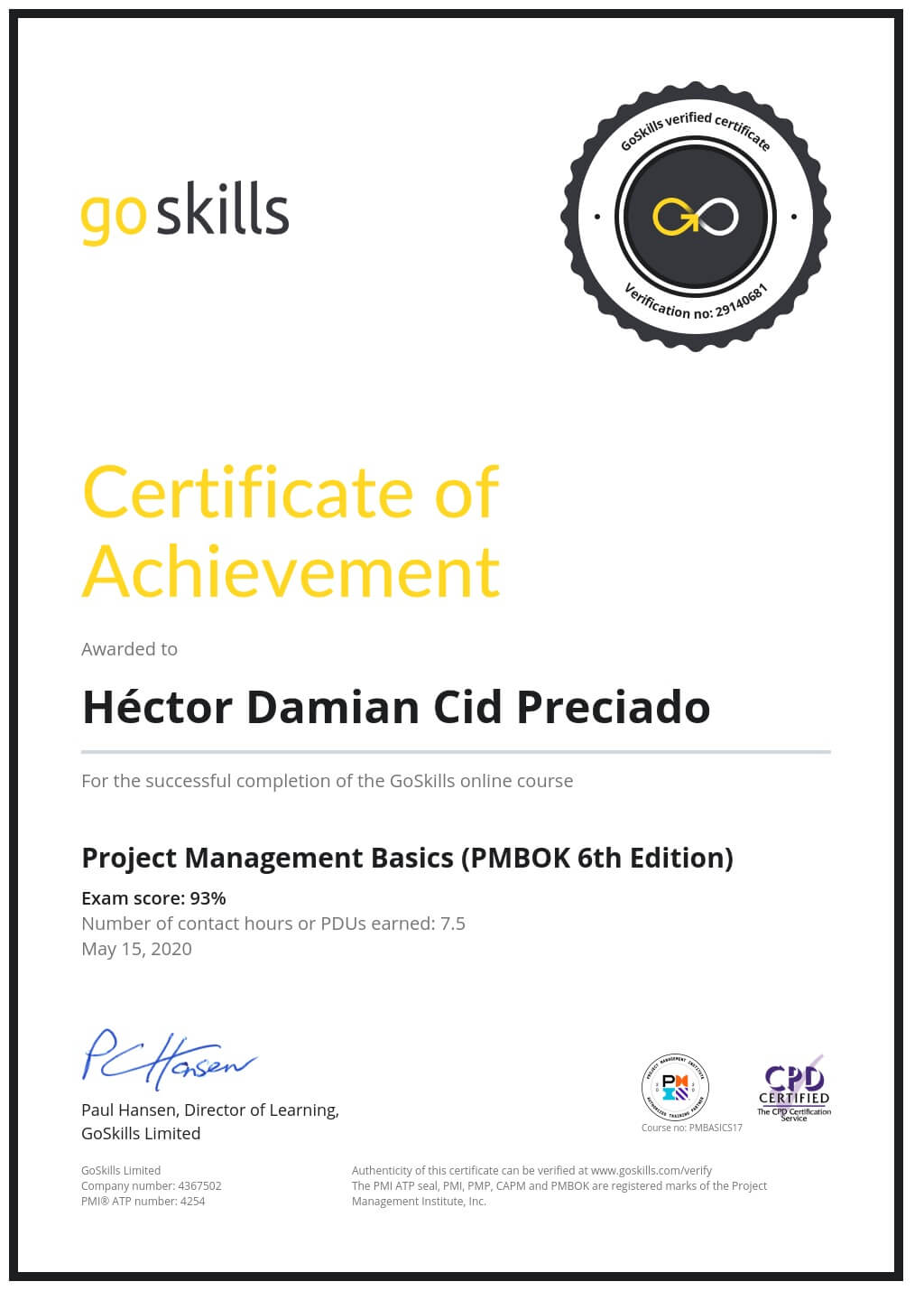 Certificate of Achievement