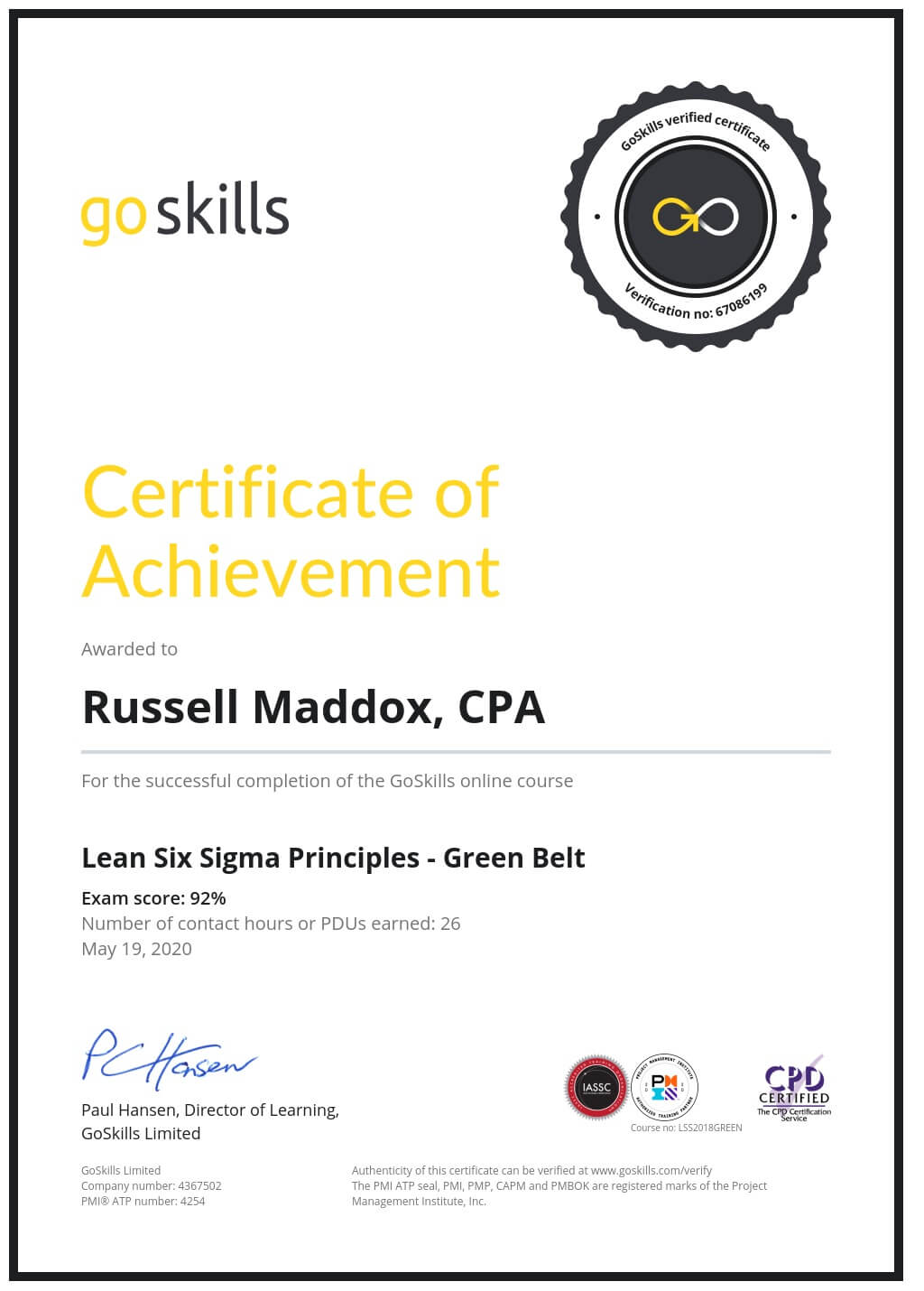 Certificate of Achievement