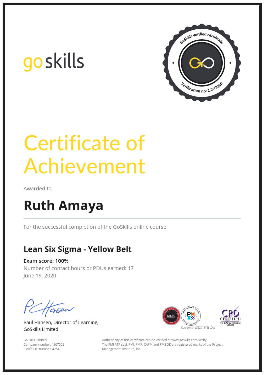 Certificate of Achievement