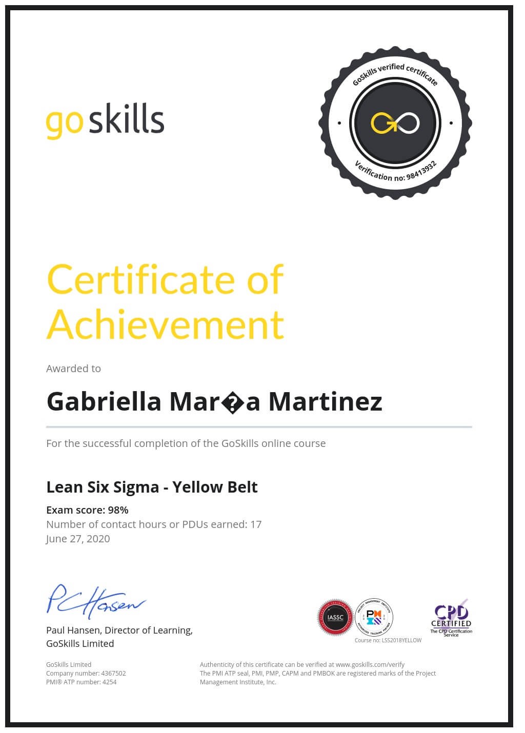 Certificate of Achievement