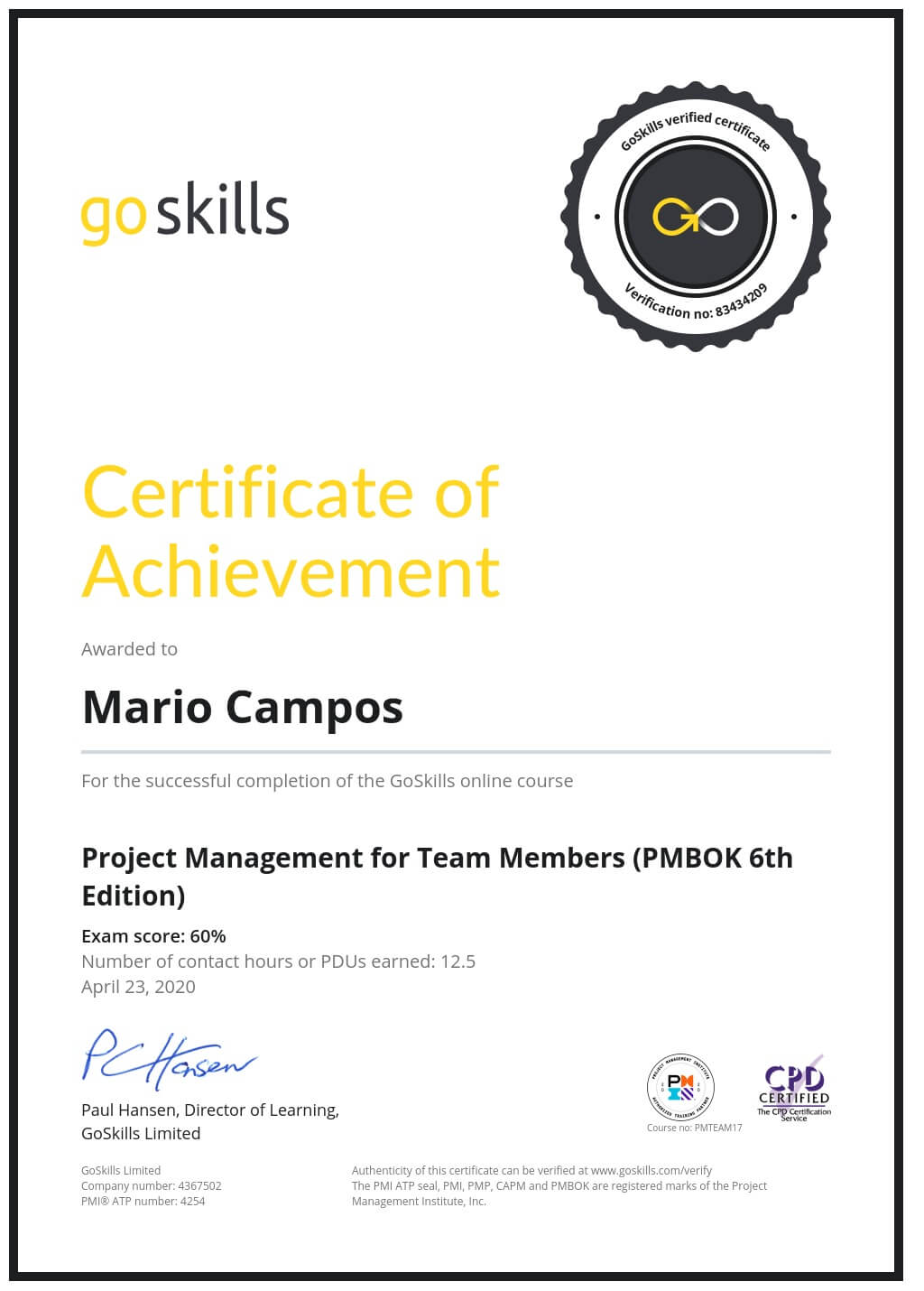 Certificate of Achievement