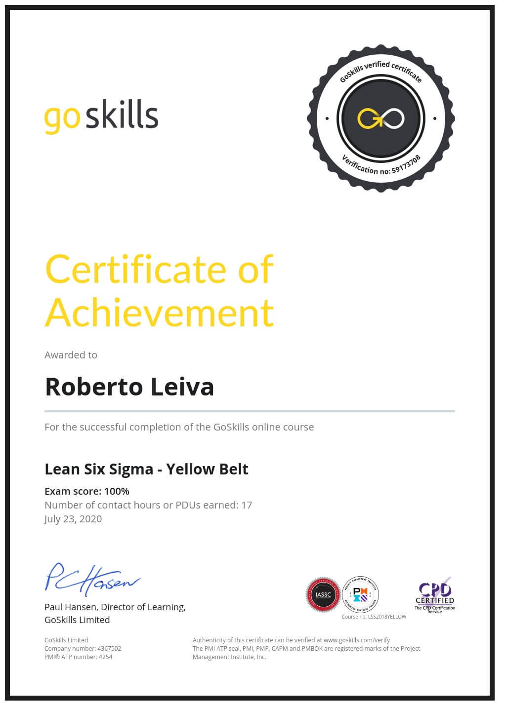 Certificate of Achievement
