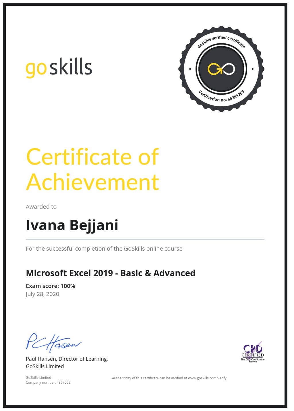 Certificate of Achievement