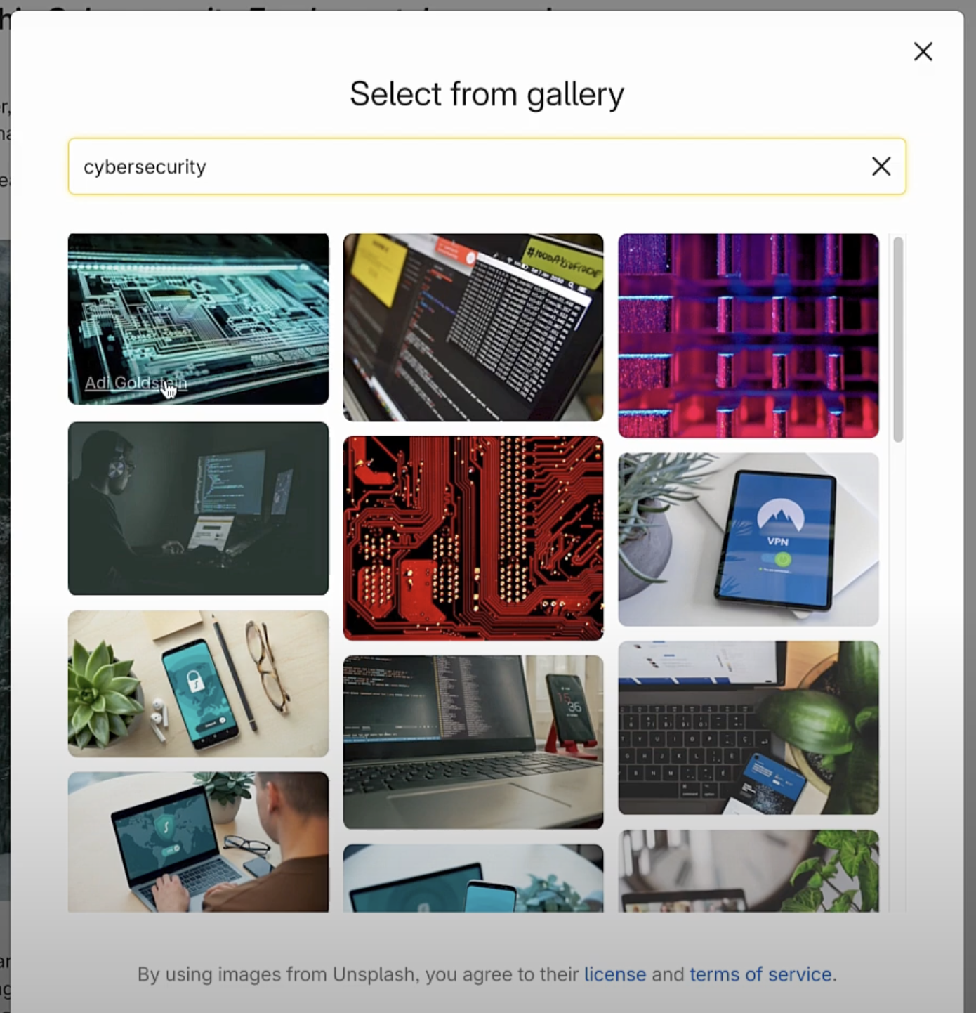 select from gallery