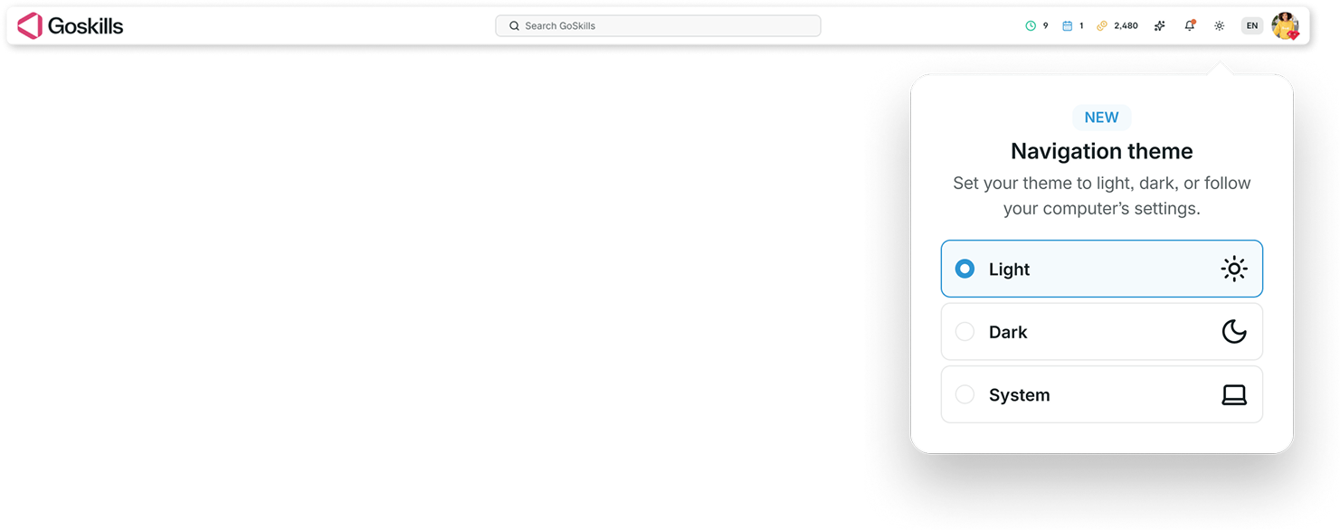 goskills theme menu